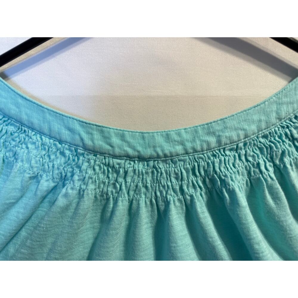Lilly Pulitzer Womens Large Aqua Sleeveless Tank Top Smocked Yoke Henley Casual - Picture 5 of 12